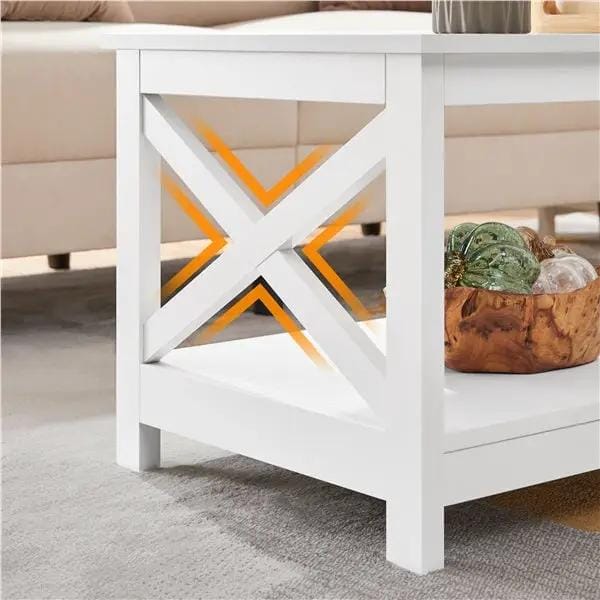 Yaheetech Two Tier Coffee Table With Storage Shelf Modern Accent Cocktail Table Yaheetech Two Tier Coffee Table With Storage Shelf