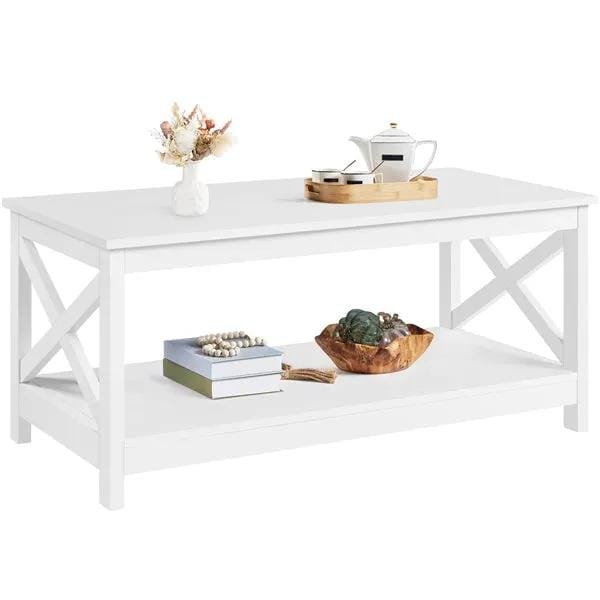 Yaheetech Two Tier Coffee Table With Storage Shelf Modern Accent Cocktail Table Yaheetech Two Tier Coffee Table With Storage Shelf
