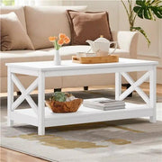 Yaheetech Two Tier Coffee Table With Storage Shelf Modern Accent Cocktail Table Yaheetech Two Tier Coffee Table With Storage Shelf