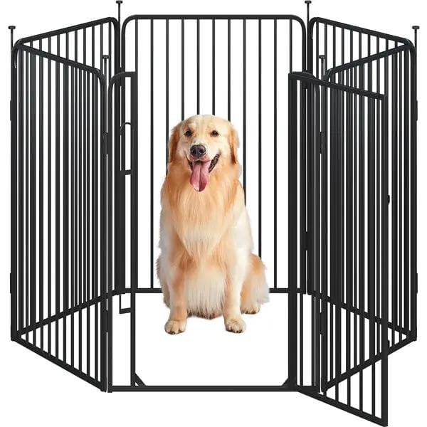 Yaheetech Yaheetech Round Tube Pet Playpen Six Panel Metal Dog Kennel With Lock Yaheetech Round Tube Pet Playpen Six Panel with Lock
