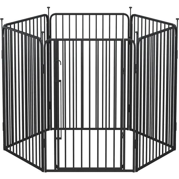 Yaheetech Yaheetech Round Tube Pet Playpen Six Panel Metal Dog Kennel With Lock Yaheetech Round Tube Pet Playpen Six Panel with Lock