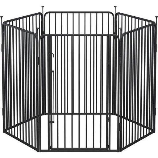 Yaheetech Yaheetech Round Tube Pet Playpen Six Panel Metal Dog Kennel With Lock Yaheetech Round Tube Pet Playpen Six Panel with Lock
