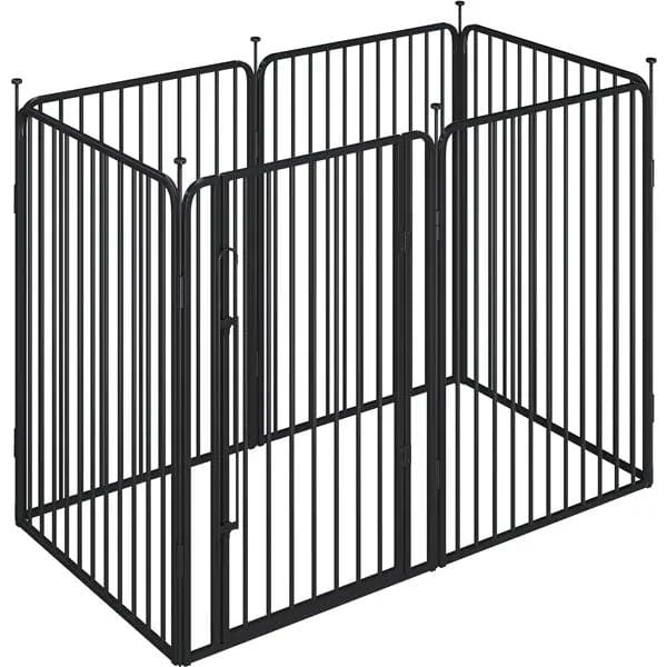 Yaheetech 39.5 Inch Black Iron Dog Playpen Panels With Door Fence Yaheetech 39.5 Inch Black Iron Dog Playpen Panels