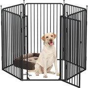 Yaheetech Yaheetech Round Tube Pet Playpen Six Panel Metal Dog Kennel With Lock Yaheetech Round Tube Pet Playpen Six Panel with Lock