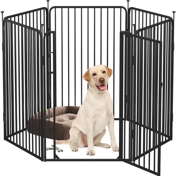 Yaheetech Yaheetech Round Tube Pet Playpen Six Panel Metal Dog Kennel With Lock Yaheetech Round Tube Pet Playpen Six Panel with Lock