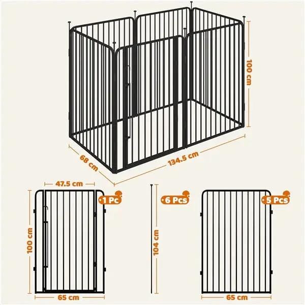 Yaheetech 39.5 Inch Black Iron Dog Playpen Panels With Door Fence Yaheetech 39.5 Inch Black Iron Dog Playpen Panels