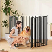 Yaheetech Yaheetech Round Tube Pet Playpen Six Panel Metal Dog Kennel With Lock Yaheetech Round Tube Pet Playpen Six Panel with Lock