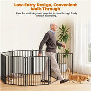8 Panels Puppy Playpen Metal Pet Fence with Door Round Tube for Pet Pen by Yaheetech