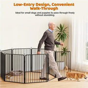 Yaheetech Yaheetech 31.5 Inch Round Tube Dog Playpen Panels With Door Black Yaheetech 31.5 Inch Round Tube Dog Playpen With Door