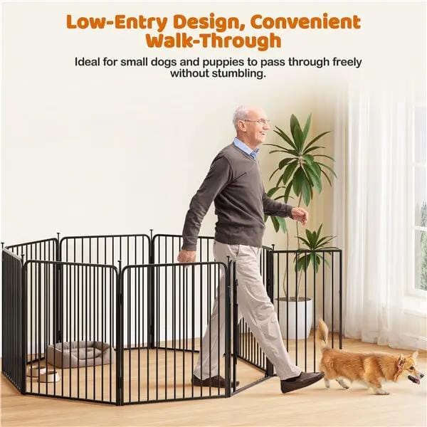 Yaheetech Yaheetech 31.5 Inch Round Tube Dog Playpen Panels With Door Black Yaheetech 31.5 Inch Round Tube Dog Playpen With Door
