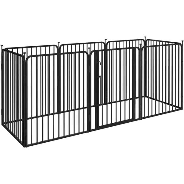8 Panels Puppy Playpen Metal Pet Fence with Door Round Tube for Pet Pen by Yaheetech