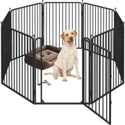 8 Panels Puppy Playpen Metal Pet Fence with Door Round Tube for Pet Pen by Yaheetech