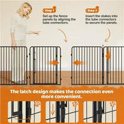 8 Panels Puppy Playpen Metal Pet Fence with Door Round Tube for Pet Pen by Yaheetech