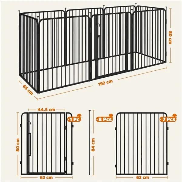 8 Panels Puppy Playpen Metal Pet Fence with Door Round Tube for Pet Pen by Yaheetech