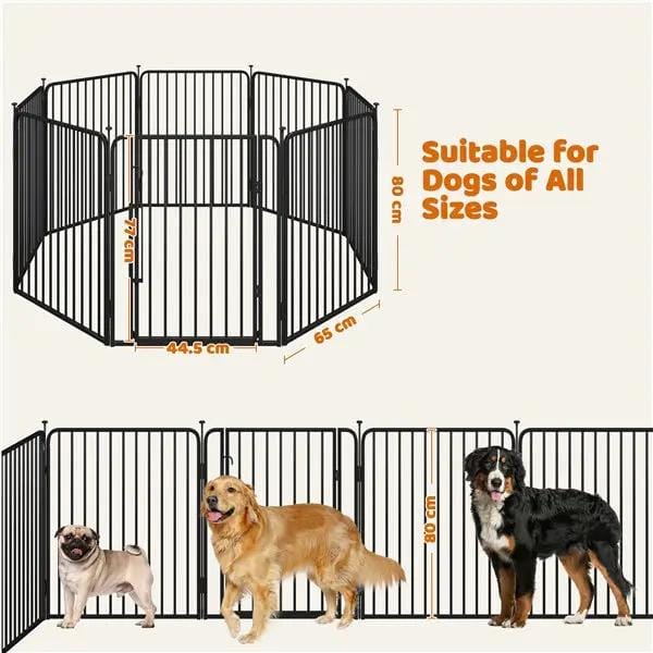 8 Panels Puppy Playpen Metal Pet Fence with Door Round Tube for Pet Pen by Yaheetech
