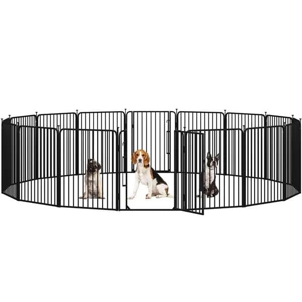 Yaheetech Yaheetech 31.5 Inch Round Tube Dog Playpen Panels With Door Black Yaheetech 31.5 Inch Round Tube Dog Playpen With Door