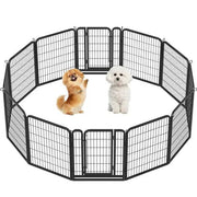 Set of 2- 12 Panels Dog Cat Exercise Barrier Outdoor Indoor Fence w/Door Dog Playpen Dog Pen by Yaheetech