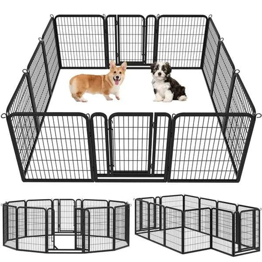 Yaheetech Set of 2- 12 Panels Dog Cat Exercise Barrier Outdoor Indoor Fence w/Door Dog Playpen Dog Pen Set of 2- 12 Panels Dog Cat Exercise Barrier Outdoor Indoor Fence w/Door Dog Playpen Dog Pen