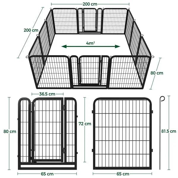 Set of 2- 12 Panels Dog Cat Exercise Barrier Outdoor Indoor Fence w/Door Dog Playpen Dog Pen by Yaheetech