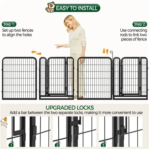 12 Panels Heavy Duty Metal Dog Pen Pet Playpen Pet Fence by Yaheetech