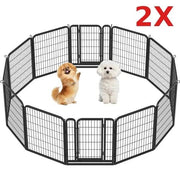 Yaheetech Yaheetech 31.5 Inch Black Steel Dog Playpen Panels with Door Fence Yaheetech 31.5 Inch Black Steel Dog Playpen with Door