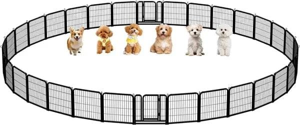 Yaheetech Yaheetech 60cm Tall Dog Playpen Panels With Door Steel Fence Indoor Outdoor Yaheetech 60cm Tall Dog Playpen Panels With Door