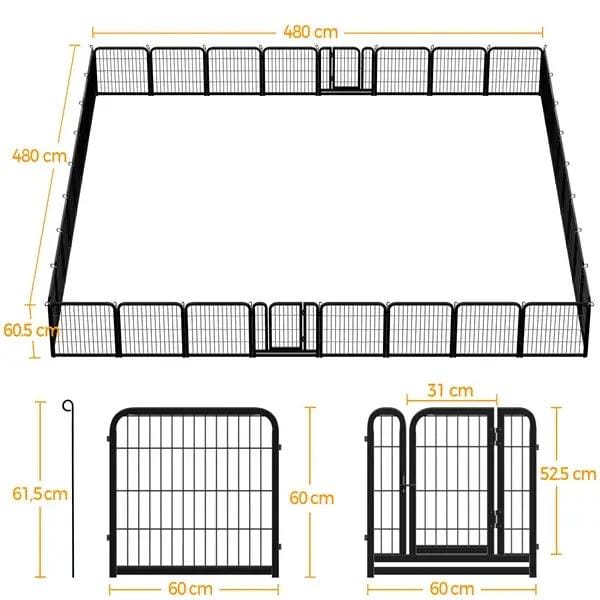 Yaheetech Yaheetech 60cm Tall Dog Playpen Panels With Door Steel Fence Indoor Outdoor Yaheetech 60cm Tall Dog Playpen Panels With Door