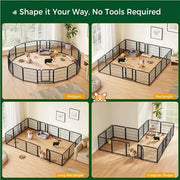 Yaheetech Yaheetech 60cm Tall Dog Playpen Panels With Door Steel Fence Indoor Outdoor Yaheetech 60cm Tall Dog Playpen Panels With Door