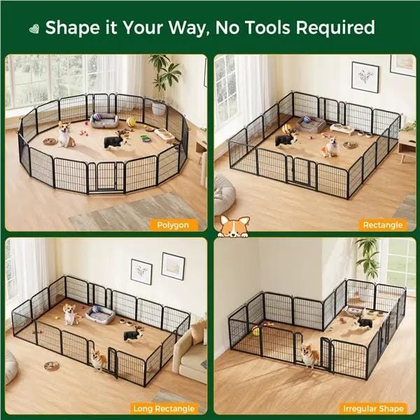 Yaheetech Yaheetech 60cm Tall Dog Playpen Panels With Door Steel Fence Indoor Outdoor Yaheetech 60cm Tall Dog Playpen Panels With Door