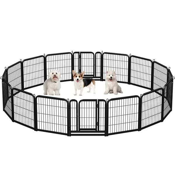 Yaheetech Yaheetech 60cm Tall Dog Playpen Panels With Door Steel Fence Indoor Outdoor Yaheetech 60cm Tall Dog Playpen Panels With Door