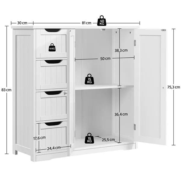 Furniture Organizer for Bathroom Wooden Bathroom Floor Cabinet by Yaheetech