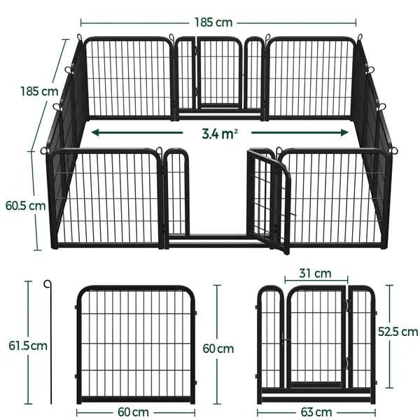 24 Panels Steel Dog Playpen Dog Pen Pet Fence Dog Cat Exercise Barrier by Yaheetech