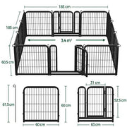 12 panels 60cm Tall Dog Playpen Panels Dog Pen Pet Exercise Barrier by Yaheetech