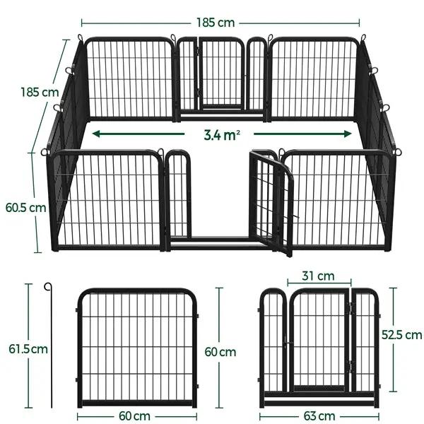 12 panels 60cm Tall Dog Playpen Panels Dog Pen Pet Exercise Barrier by Yaheetech