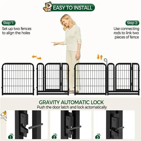 24 Panels Steel Dog Playpen Dog Pen Pet Fence Dog Cat Exercise Barrier by Yaheetech