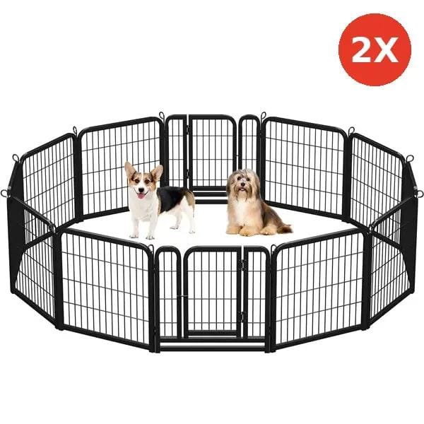 Yaheetech Yaheetech 60cm Tall Dog Playpen Panels With Door Steel Fence Indoor Outdoor Yaheetech 60cm Tall Dog Playpen Panels With Door