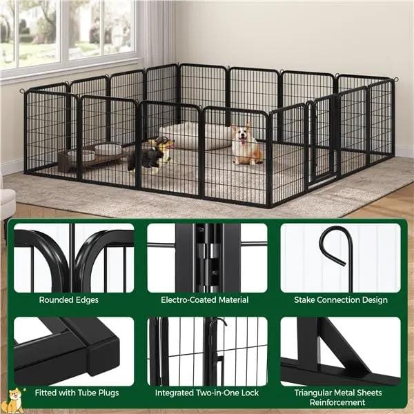 Yaheetech Yaheetech 16 Panel Steel Dog Playpen Outdoor Indoor Enclosure With Gate Yaheetech 16 Panel Steel Dog Playpen With Gate