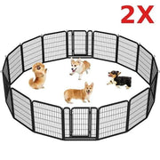 Yaheetech Yaheetech 31.5 Inch Black Steel Dog Playpen Panels with Door Fence Yaheetech 31.5 Inch Black Steel Dog Playpen with Door