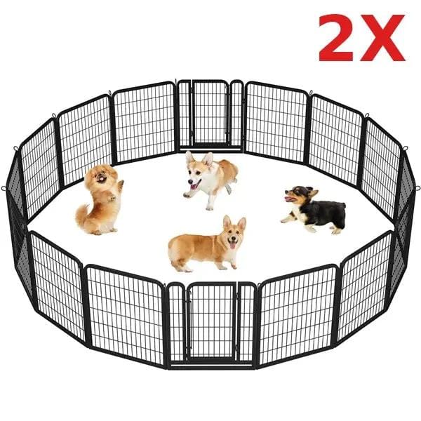 Yaheetech Yaheetech 31.5 Inch Black Steel Dog Playpen Panels with Door Fence Yaheetech 31.5 Inch Black Steel Dog Playpen with Door