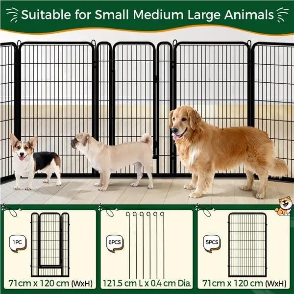 Yaheetech 47.5 Inch Dog Playpen Panels With Door Black Iron Pet Fence Indoor Outdoor Yaheetech 47.5 Inch Dog Playpen Panels With Door