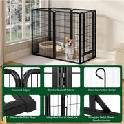 Yaheetech 47.5 Inch Dog Playpen Panels With Door Black Iron Pet Fence Indoor Outdoor Yaheetech 47.5 Inch Dog Playpen Panels With Door