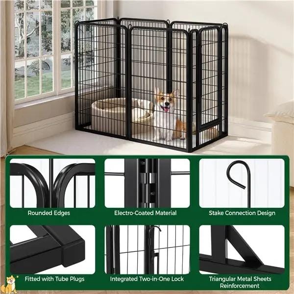 Yaheetech 47.5 Inch Dog Playpen Panels With Door Black Iron Pet Fence Indoor Outdoor Yaheetech 47.5 Inch Dog Playpen Panels With Door