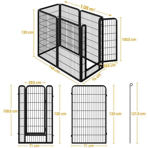 Yaheetech 47.5 Inch Dog Playpen Panels With Door Black Iron Pet Fence Indoor Outdoor Yaheetech 47.5 Inch Dog Playpen Panels With Door