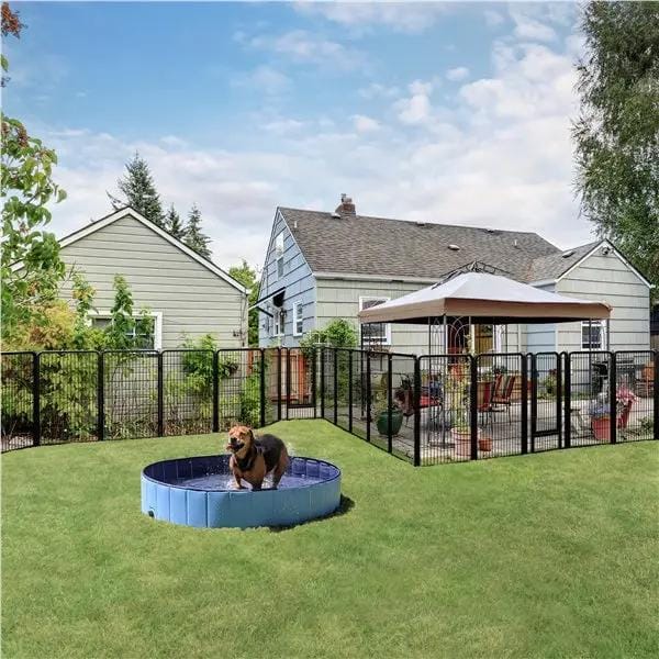 Yaheetech 47.5 Inch Dog Playpen Panels With Door Black Iron Pet Fence Indoor Outdoor Yaheetech 47.5 Inch Dog Playpen Panels With Door