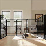 Yaheetech 47.5 Inch Dog Playpen Panels With Door Black Iron Pet Fence Indoor Outdoor Yaheetech 47.5 Inch Dog Playpen Panels With Door