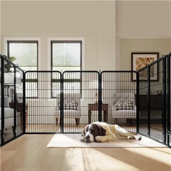Yaheetech 47.5 Inch Dog Playpen Panels With Door Black Iron Pet Fence Indoor Outdoor Yaheetech 47.5 Inch Dog Playpen Panels With Door