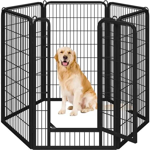 Yaheetech 47.5 Inch Dog Playpen Panels With Door Black Iron Pet Fence Indoor Outdoor Yaheetech 47.5 Inch Dog Playpen Panels With Door