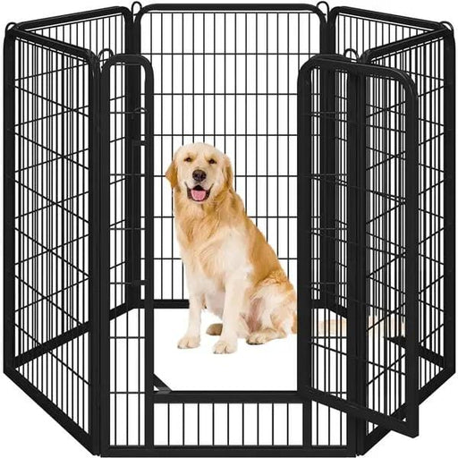 Yaheetech 47.5 Inch Dog Playpen Panels With Door Black Iron Pet Fence Indoor Outdoor Yaheetech 47.5 Inch Dog Playpen Panels With Door