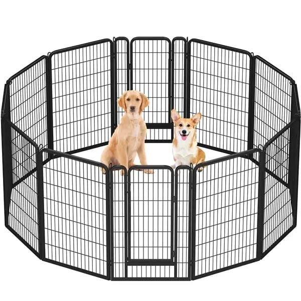 Yaheetech 47.5 Inch Dog Playpen Panels With Door Black Iron Pet Fence Indoor Outdoor Yaheetech 47.5 Inch Dog Playpen Panels With Door