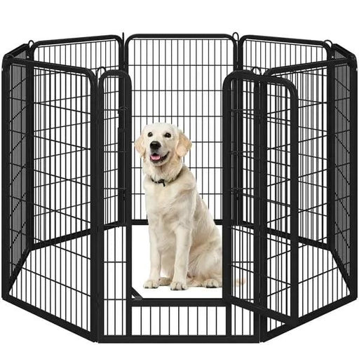 Yaheetech 47.5 Inch Dog Playpen Panels With Door Black Iron Pet Fence Indoor Outdoor Yaheetech 47.5 Inch Dog Playpen Panels With Door